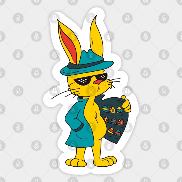 Shady Easter Bunny Sticker by Planet of Tees